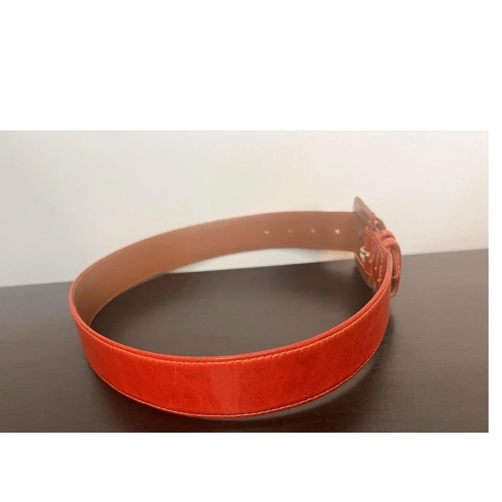 Vtg 90s Linda Allard Ellen Tracy Red Leather Wide Belt Small 200 Boho Chic 33